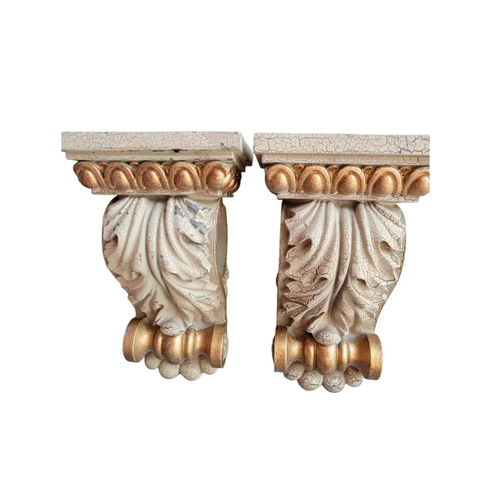Set Of 2 Corbels Book Ends Stone Gold Color